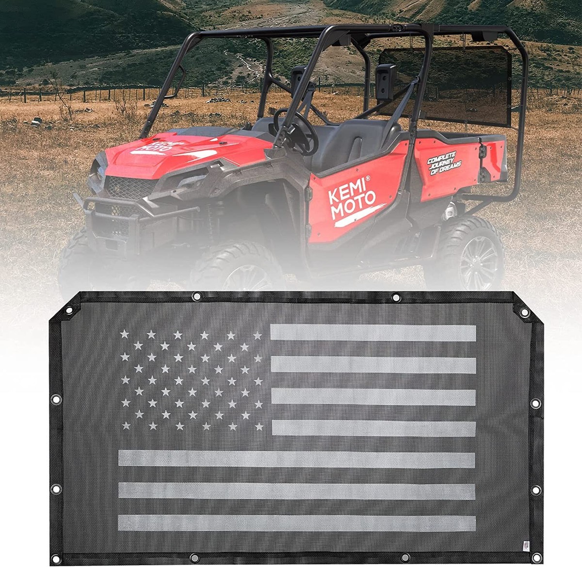 For Honda Pioneer 500/700/1000 2016-2026 UTV Fabric Rear Panel