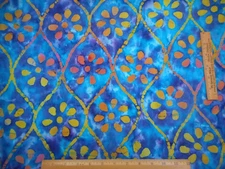 Batik Fabric By Half-Yard Yellow Pink Org Floral Blue Purple Premium Cotton #46