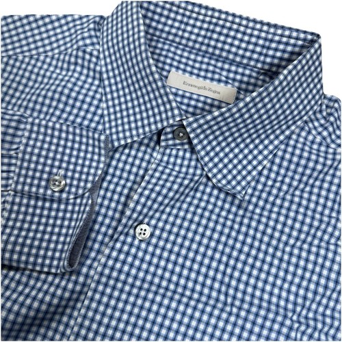 Ermenegildo Zegna Men's XL Blue Formal Dress Shirt Long Sleeve - Made In Italy