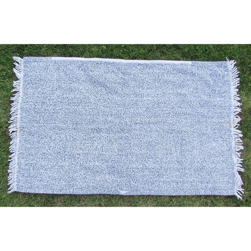 Tappeto ciniglia bianco nero maculato 42x26 metà secolo frange vintage anni 60 - Foto 2 di 7