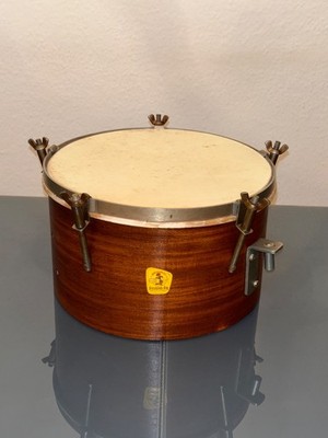 Trommel Schraubenpauke aus Teakholz Holz 70er Jahre