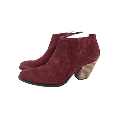 Ecco Shape 55 Western Hydromax Ankle Boots US 10 Syrah red suede Zip Booties 