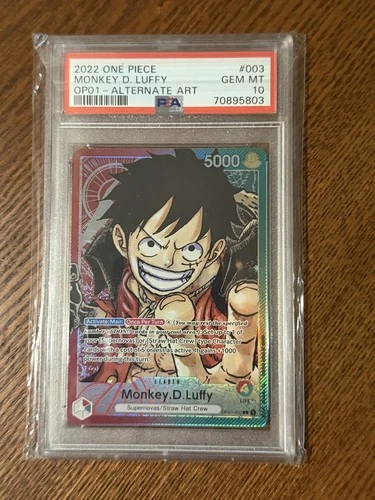 One Piece Monkey D Luffy OP01-003 AAL Alternative Art Leader Romance Dawn PSA 10