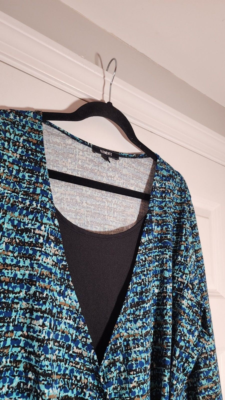 Elementz Blue And Black Patterned Crossover Front… - image 2