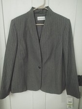 NWT Alfred Dunner St Regis Gray Striped Blazer Size 14 Corpcore Grandmacore E 