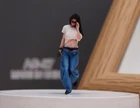 1:64 Painted Figure Model Miniature Resin Diorama Toy Sand White Tee Denim Cool