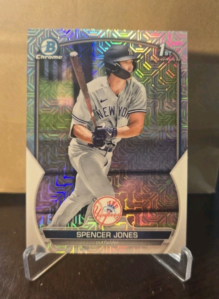 2023 1st Bowman Chrome Spencer Jones Mega Box Mojo Refractor BCP-139 Yankees RC
