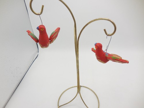 2 Vintage Red Pottery Clay Bird Ornaments Made in Mexico Folk Art - Picture 8 of 11