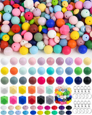 427PCS 15Mm Silicone Beads for Keychain Making, Mixed Silicone Bead Bulk, round