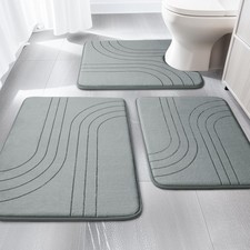 Yihouse 3 Piece Bathroom Rug Set Soft Non Slip Bathroom Mat Sets 3 Piece Extra