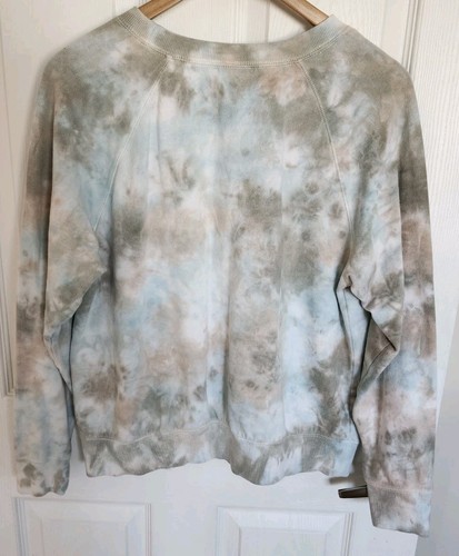 Old Navy Damengröße Medium M Batik Sweatshirt weiß grün aqua gebraucht, in einwandfreiem Zustand - Bild 3 von 11