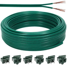 60FT SPT-1 Christmas Electrical Wire with 6Pcs Vampire Plugs,18 Gauge Wire 2 Con