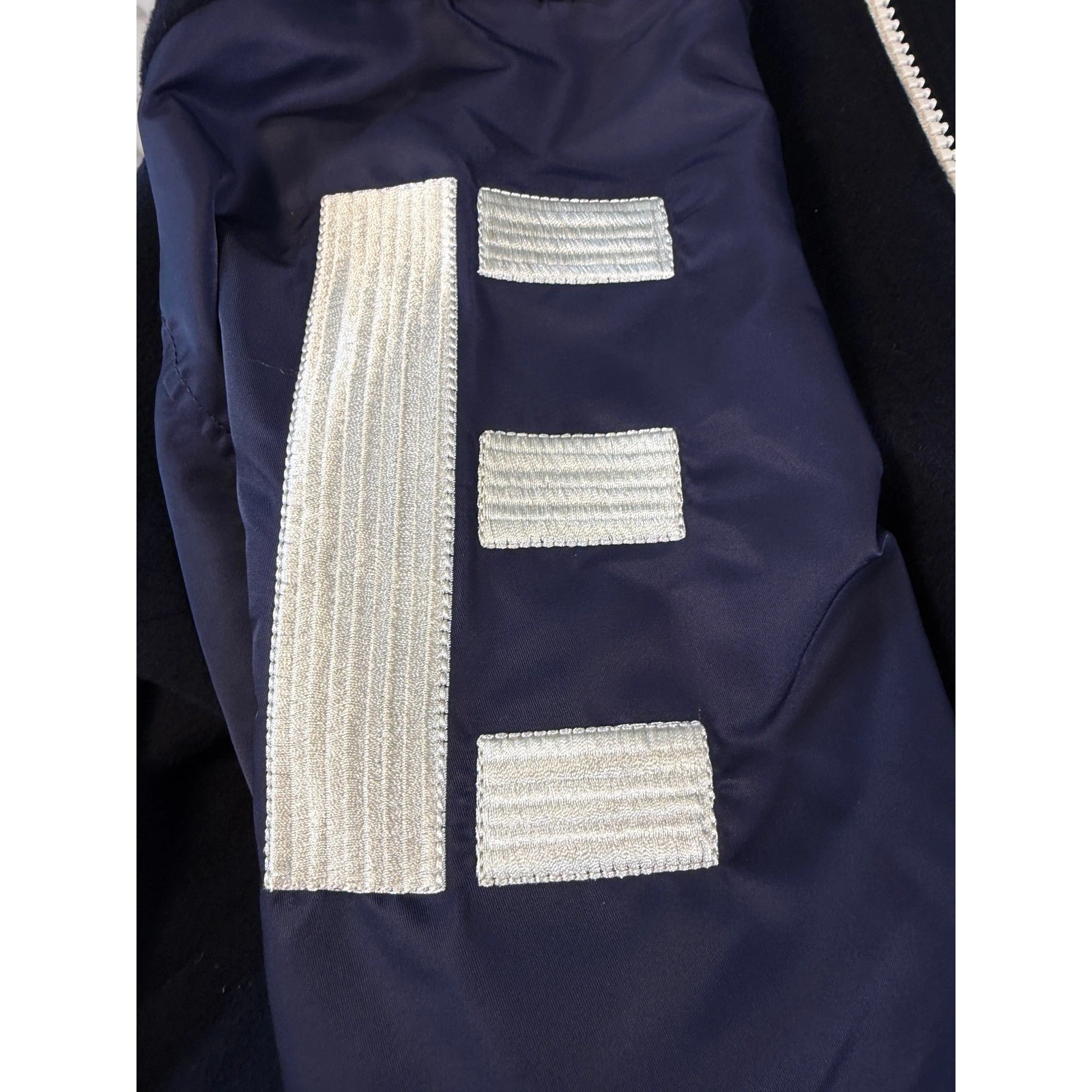 Emporio Armani Navy Blue Wool Blend Bomber Jacket Letter Patches 6L1BL8 Men IT52 - product detail image 12