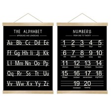 Alphabet and Numbers Wall Chart Set of 2,Kids Educational Posters,ABC and 1-2...