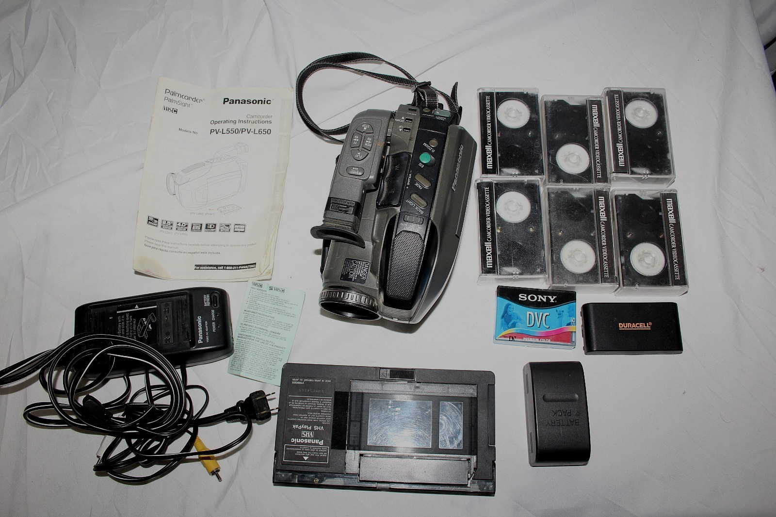 Vhs-c Full Bundle Tapes + Adapter + Case As Is
