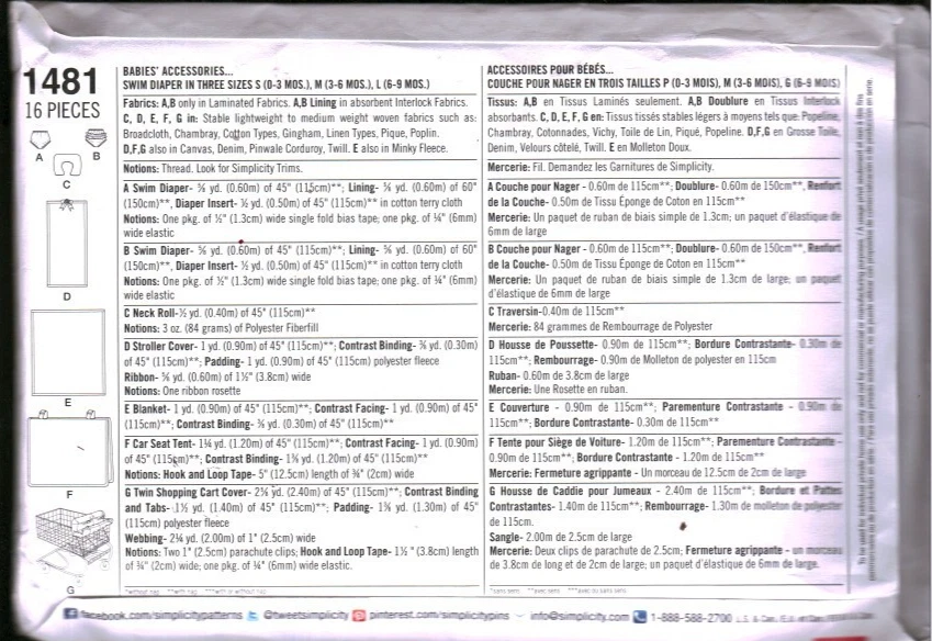 1481 Simplicity Vintage Sewing Pattern Nursery Accessories Shopping Cart Cover - Image 2 of 2