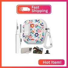 for AirPods 4 Case with Safty Lock  Phone Stand,Cute Floral Pattern Style