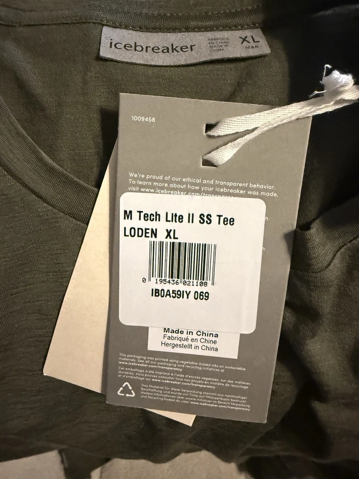 Camisa Icebreaker Tech Lite II SS para hombre XL verde Loden nueva con etiquetas lana merino Foto 4 de 4