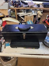 Vintage Black Metal Tool Box 18” Long With Tray