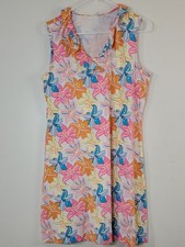 Lulu B Sleeveless Floral Athleisure Dress UPF 50 Size Med Pink, Orange  Blue