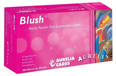 Supermax 78887 Aurelia Blush Nitrile Gloves Medium Pink Powder Free 200/Bx