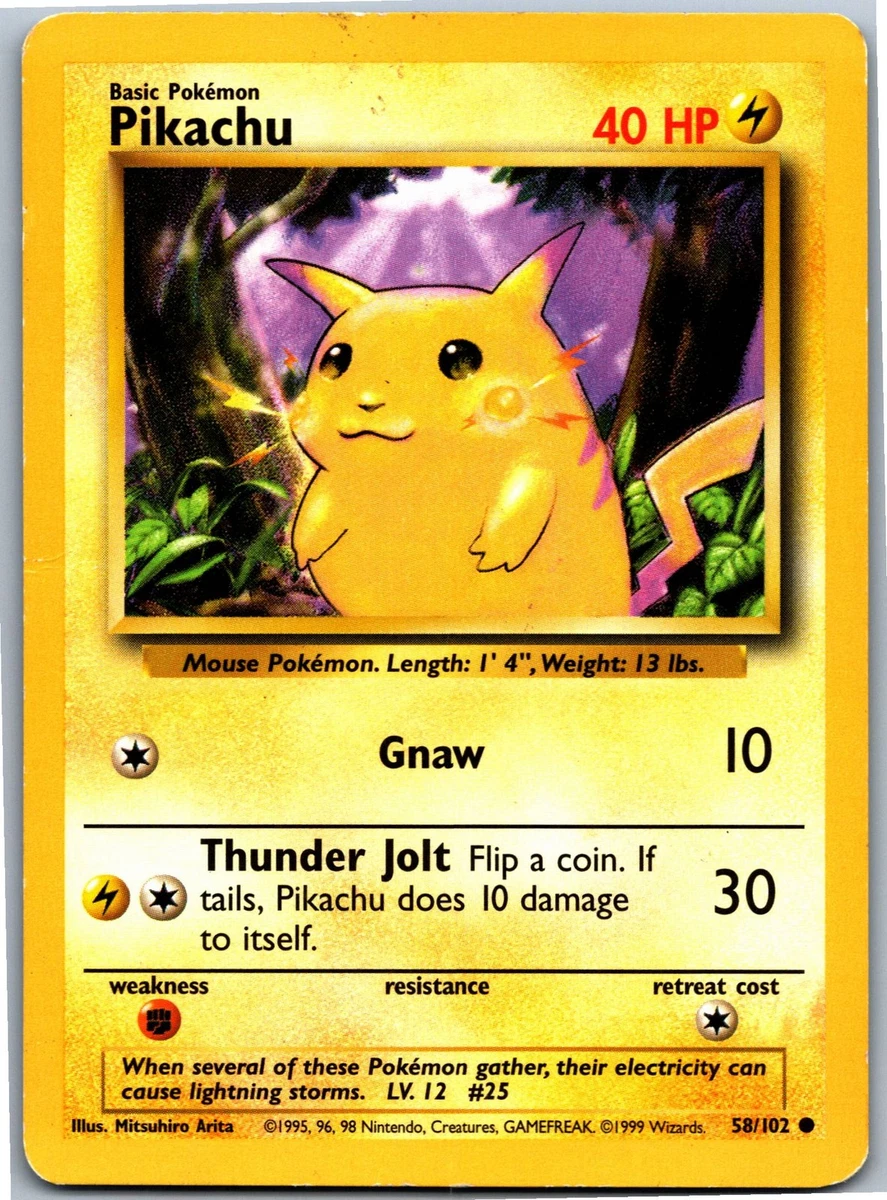 1995 pikachu pokemon card value 58/102 Pikachu 058/102 Base Set for sale