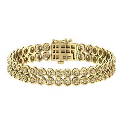 10k Yellow Gold 1Ct Lab Grown Diamond Fashion Bracelet 7'' Gift For Women