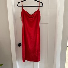 NWT Reformation Merel Velvet Midi Dress in Cherry Red Size Large Low Back NEW
