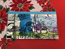 Vintage Buzza Cardozo Christmas Card Bethlehem Blue