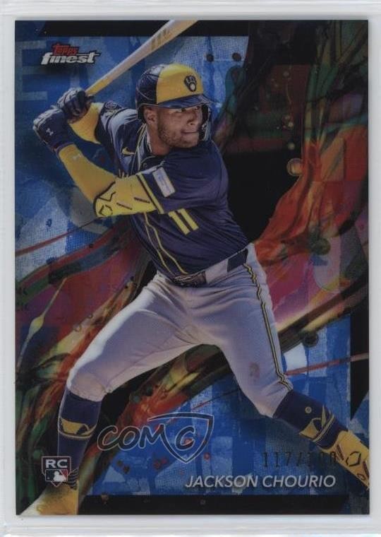2024 Topps Finest Common Blue Refractor /200 Jackson Chourio #11 Rookie RC