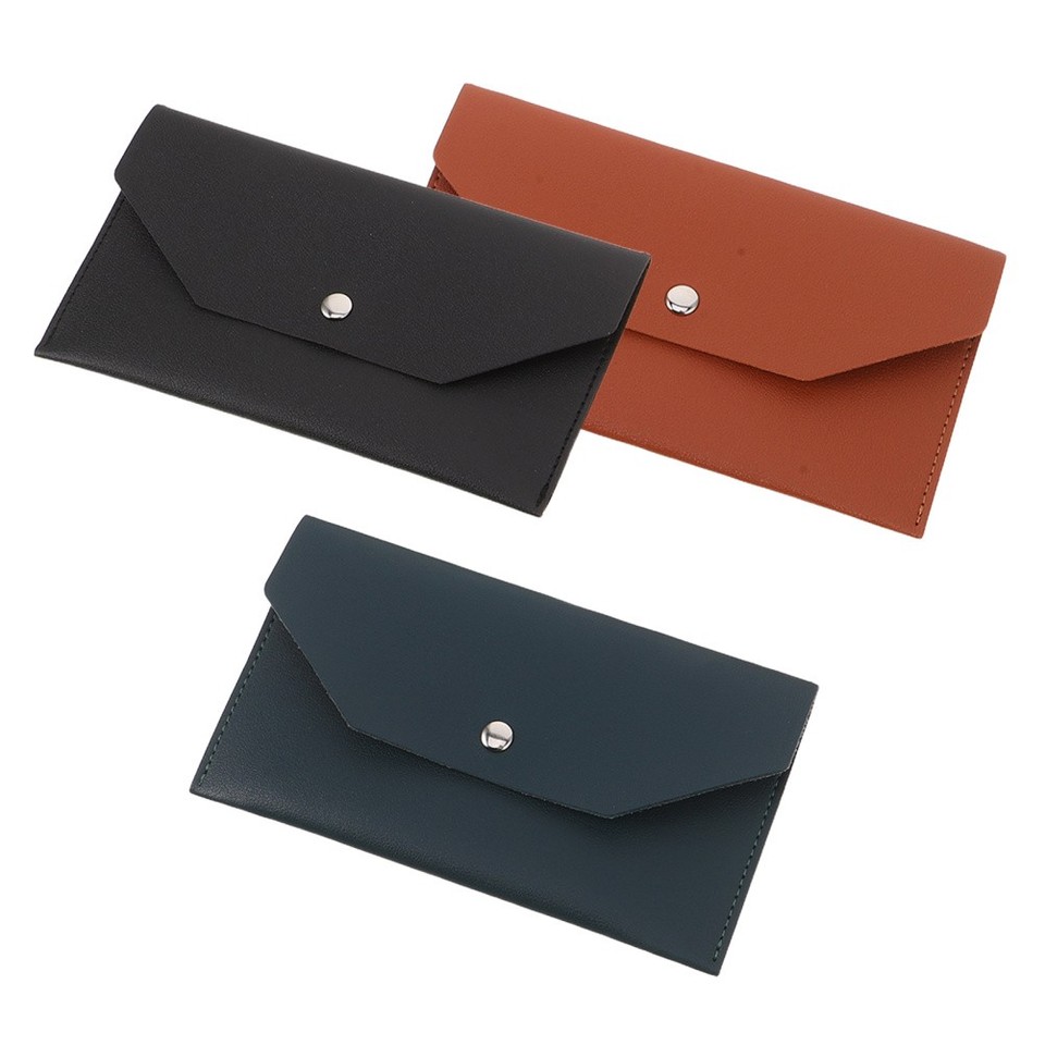 Set 2 Porta Contanti In Pelle PU Con Divisori E Adesivi - Blù E Marrone - Organizer Per Banconote E Ricevute