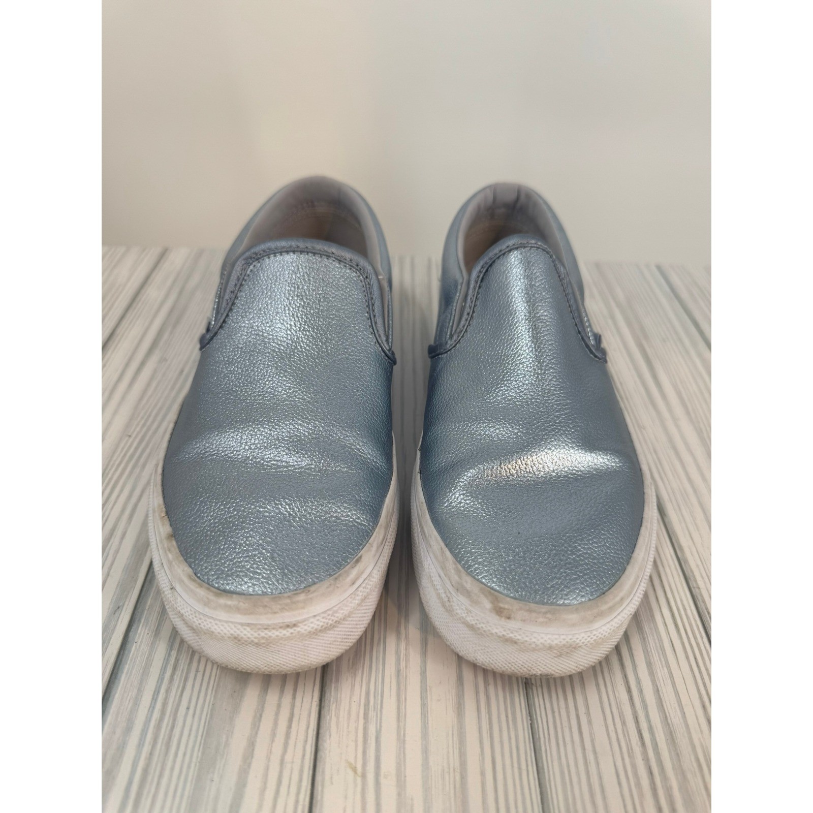 Vans Slip On Low Top Women's Shoes Size 7.5 Metallic Silver Blue Casual Sneakers thumbnail 8
