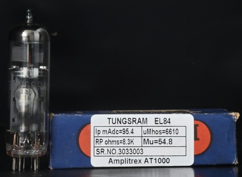 1x 1960’s Tungsram EL84/6BQ5 Top Ring Getter Made in Hungary Amplitrex Tested
