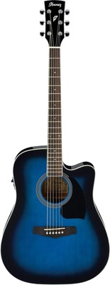 Ibanez PF15ECE-TBS Elektroakustische Gitarre, Sunburst blau transparent