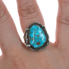 sz5.5 Vintage Navajo Waterweb turquoise sterling silver ring