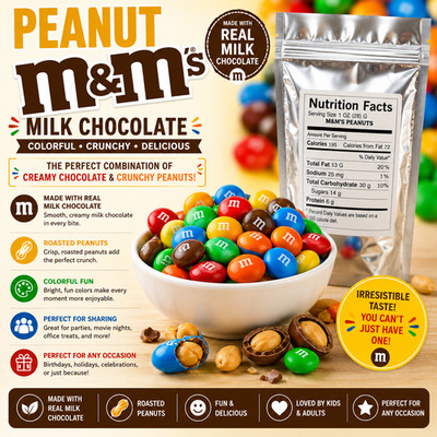 M&Ms Peanut milk chocolate bulk  choose QTY 1/2 lb - 10 lb mms peanuts candy