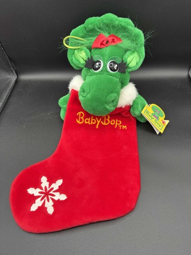 Vintage 1993 Barney Baby Bop Christmas Plush Stocking (Dakin 17") Tagged BIN