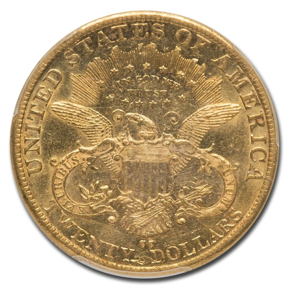 Águila doble Liberty Gold 1892-CC $20 AU-58 PCGS Foto 3 de 3