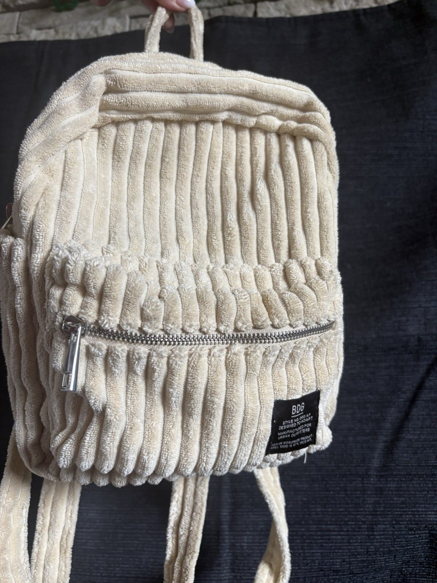 bdg wide wale mini backpack Urban Outfitters BDG Wide Wale Corduroy Soft Mini Backpack White EUC