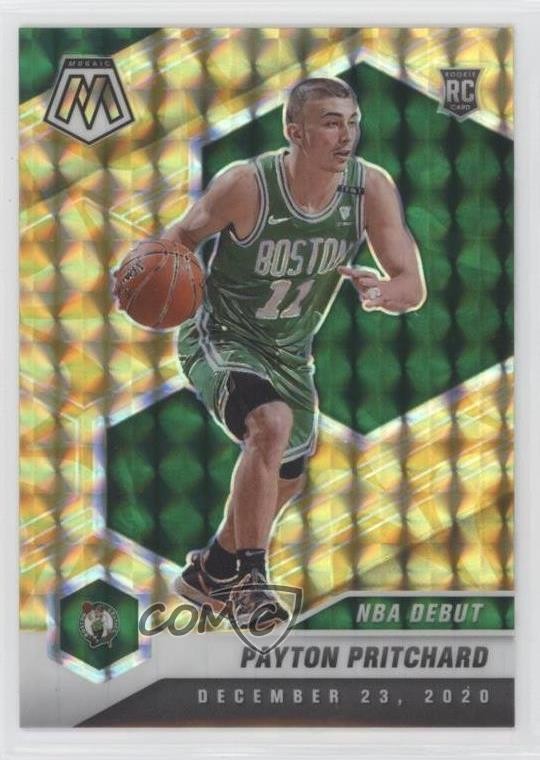 2020-21 Panini Mosaic NBA Debut Reactive Yellow Prizm Payton Pritchard #269 17x6