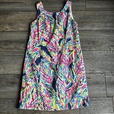 Lilly Pulitzer Cathy Shift Dress Indigo Palm Pink Green Blue White Sz 6