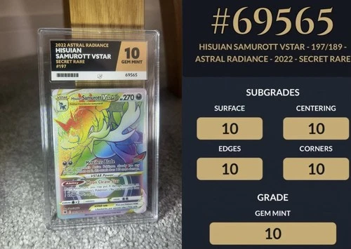 Hisuian Samurott VSTAR 197/189 ACE graded card
