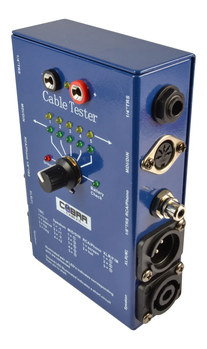 Probador de cables para todo tipo de cables de audio comunes XLR Jack Speakon etc.