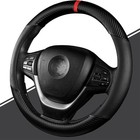 Carbon Fiber Black Leather Car Steering Wheel Cover Anti slip Car Accessories