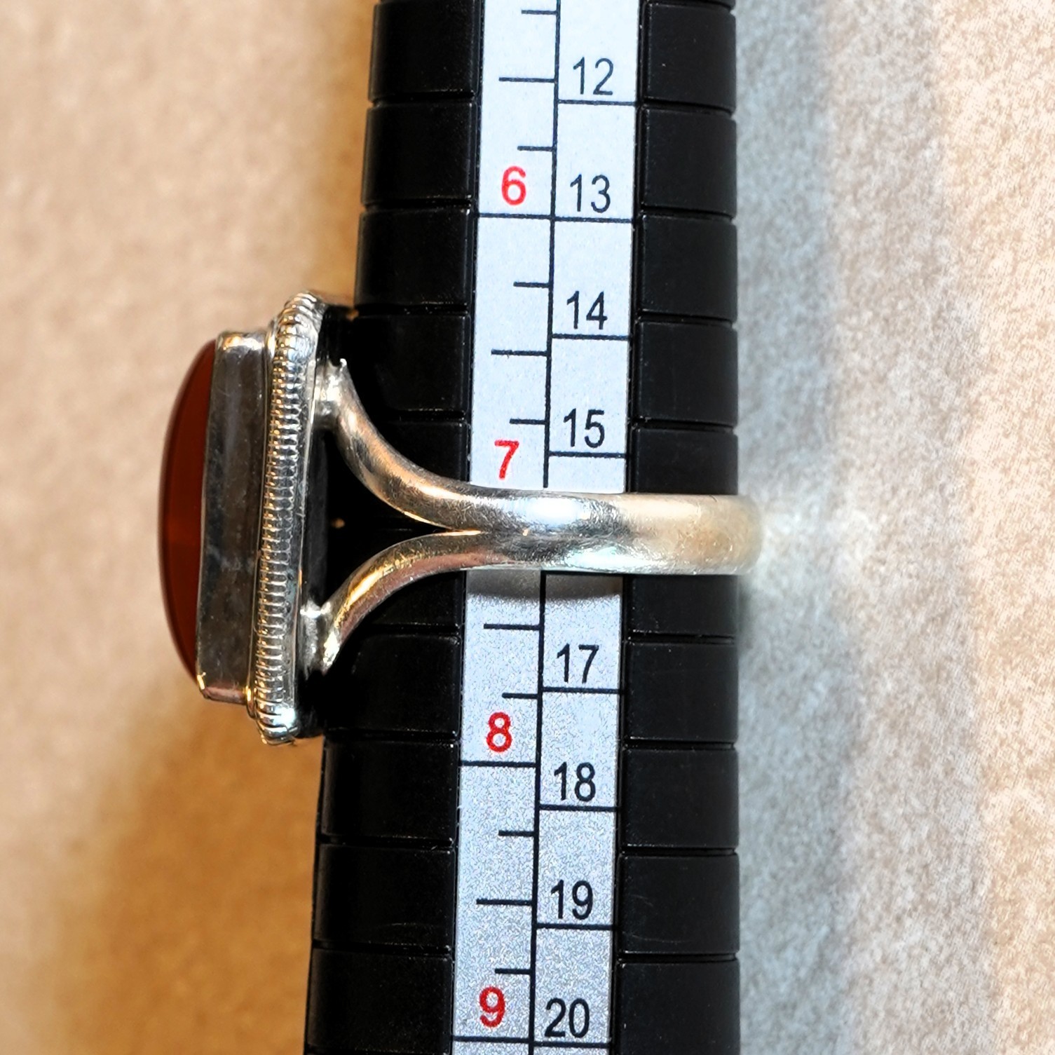 Rectangular Carnelian 925 Silver Ring Bezel Setti… - image 2