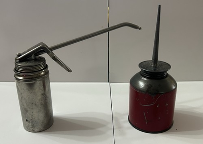 #ad 2 Vintage Craftsman Hand Pump Oiler 8” Spout amp; An A Red Oiler Can Unbranded. $20.00