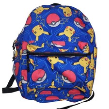Pokemon Pikachu Poke Ball All Over Print Backpack Blue Laptop Sleeve School Bag