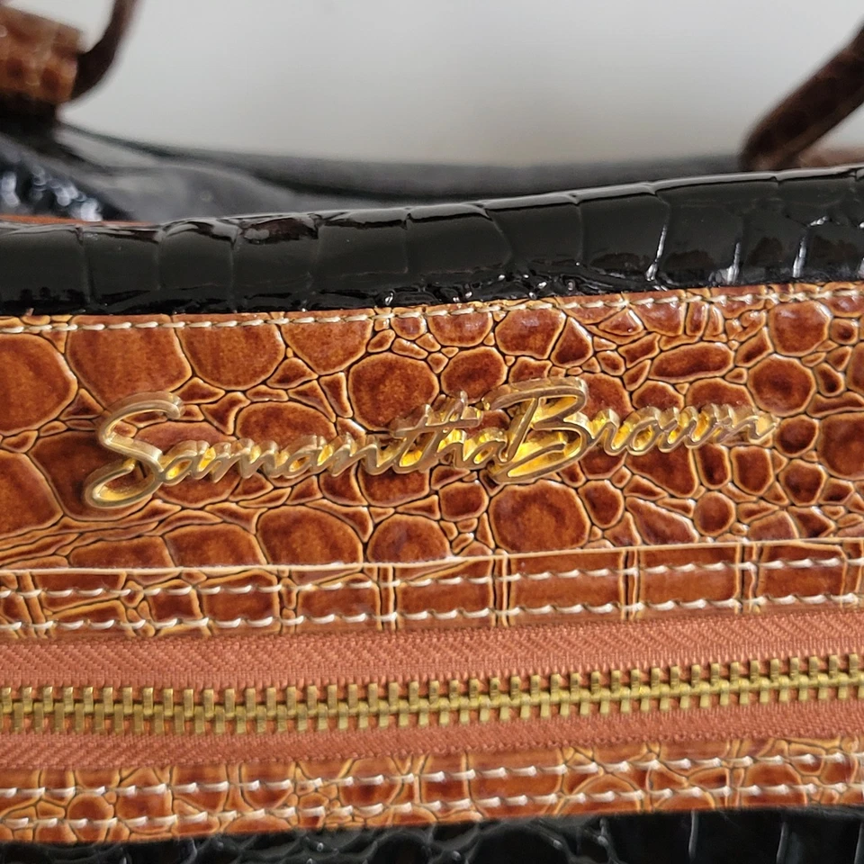 Samantha Brown con ruedas Weekender mango de lona pasador azul cocodrilo 22" llevar Foto 3 de 4