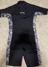ZIFUMEI 3MM SHORTY FULL WETSUIT MEN/WOMEN - SIZE: XL - BLACK/GRAY CAMOUFLAGE NEW