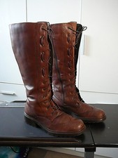 Leder-Stiefel Gr. 38 braun Budapester Reißverschluß+Schnürung leicht gefüttert